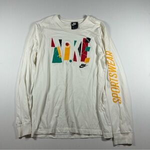 Vintage Nike Shirt Mens XL  Swoosh Check ABSTRACT Logo Long Sleeve 90s Off White